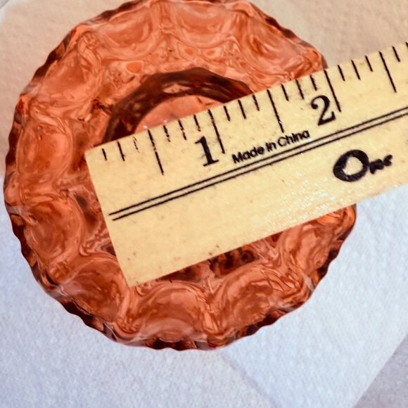 Romantic Amber Rose Art Glass Vase Textured Abstract Bubble MCM VTG Home Decor - Picture 10 of 13